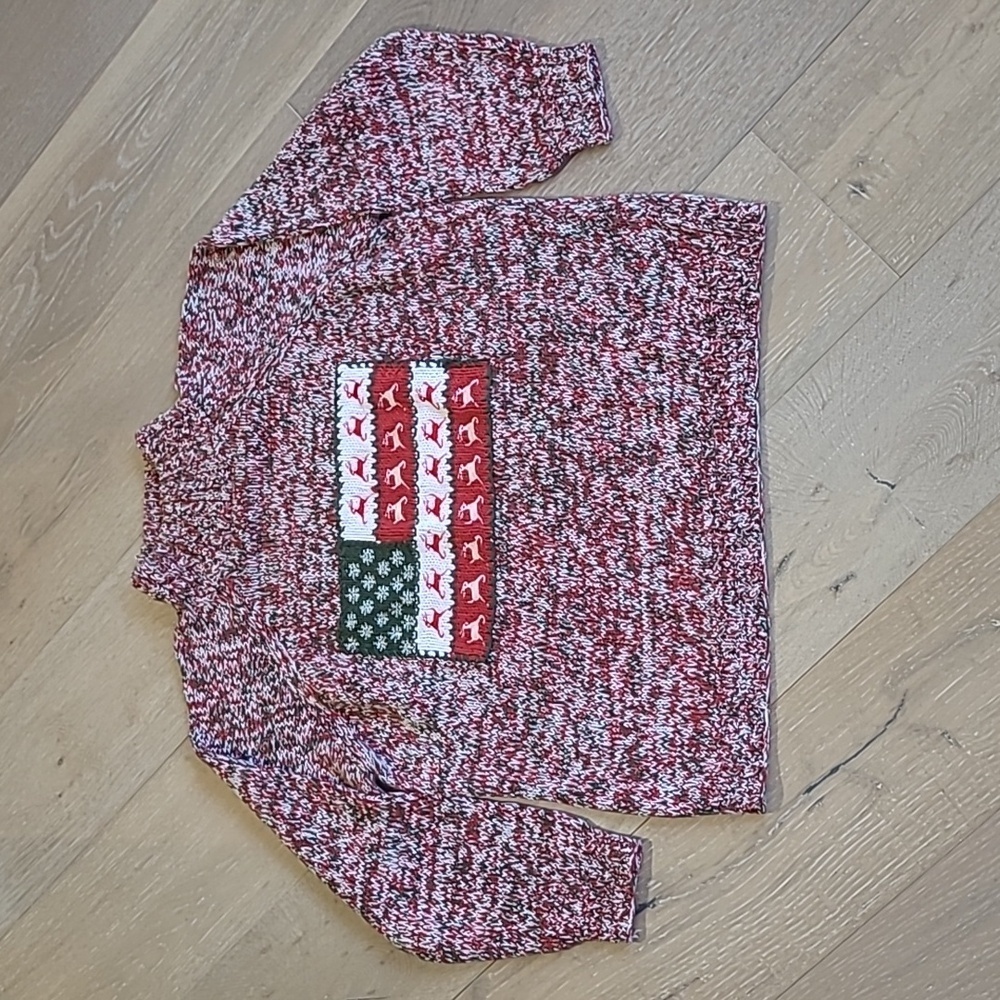 Vintage Eagle Eye Sweater Women's Large Holiday Christmas Embroidered Flag Knit
